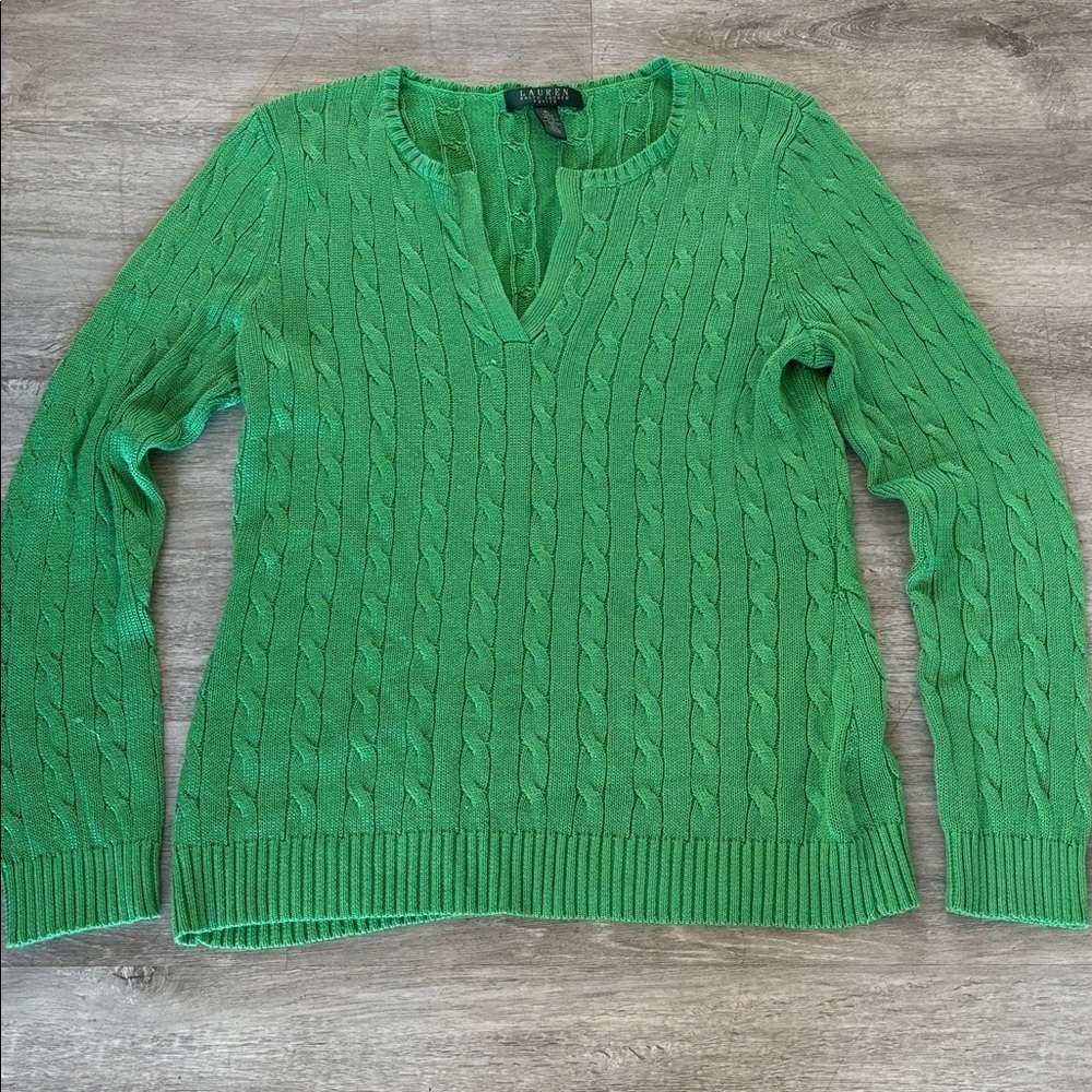 Lauren Ralph Lauren green sweater Sz PL